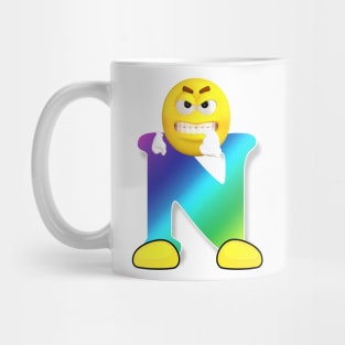 Letter N Alphabet Smiley Monogram Face Emoji Shirt for Men Women Kids Mug